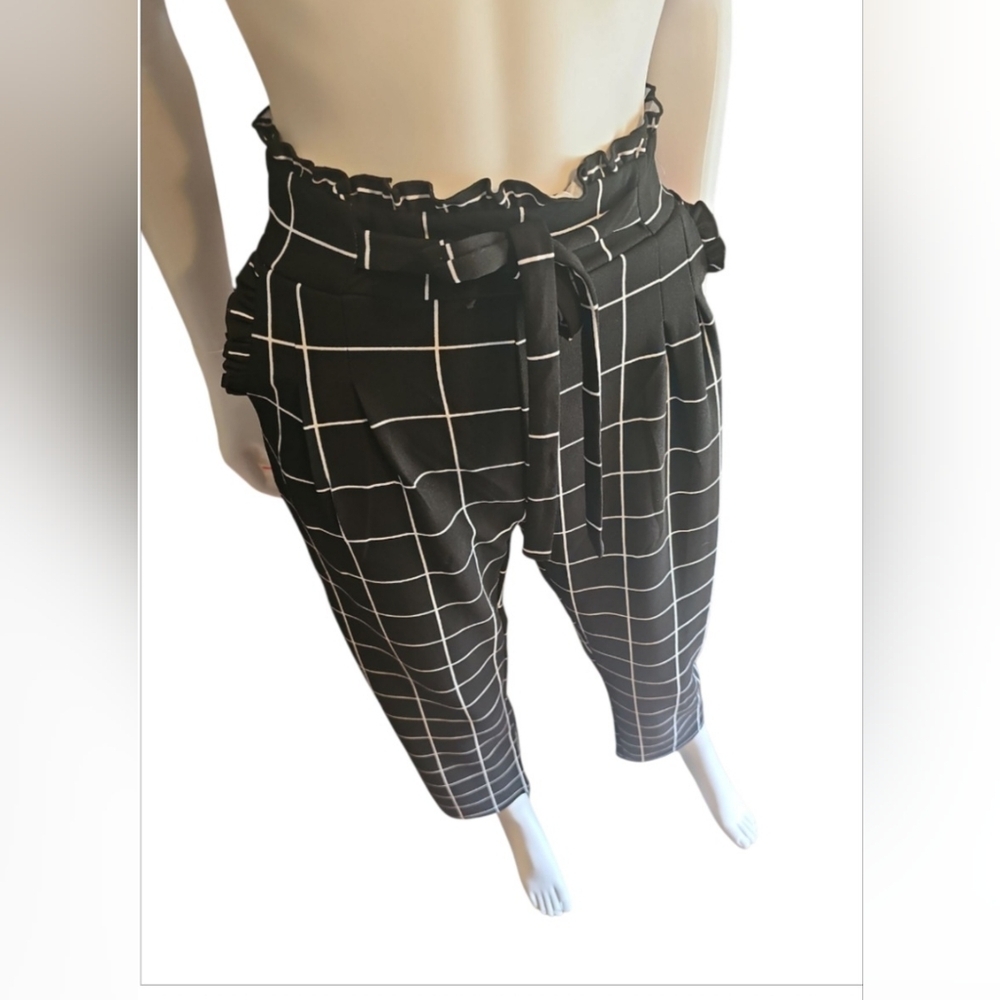 Black Grid Pattern Men's Pants​
